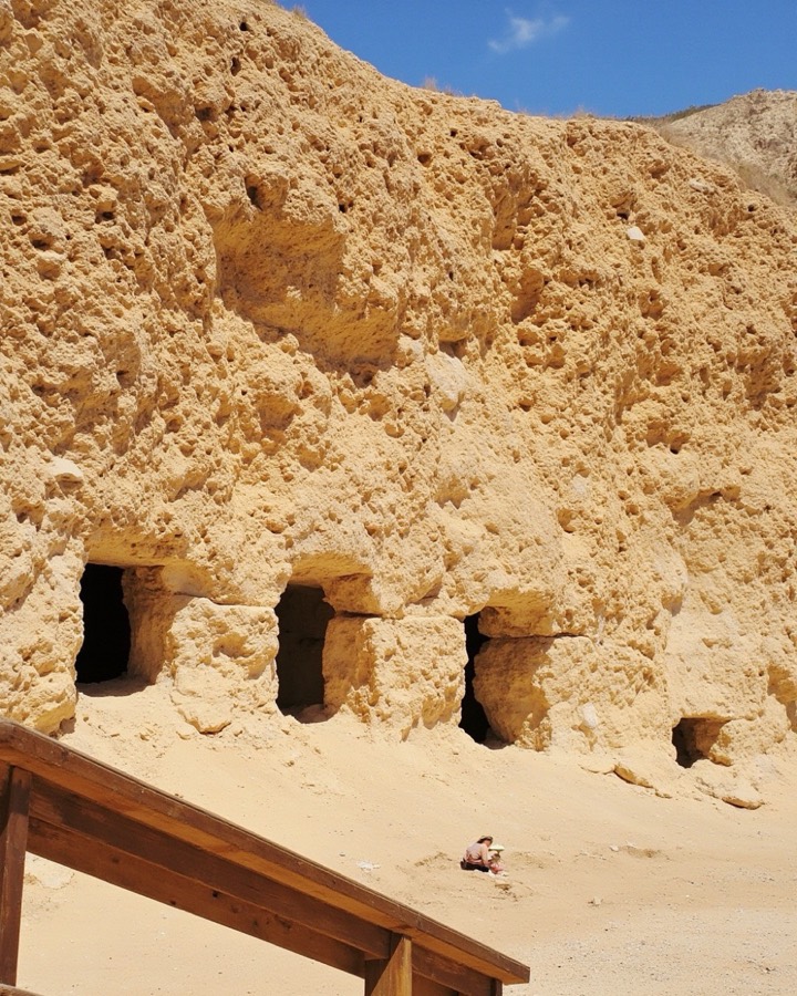 The caves at Qumran above the Dead Sea