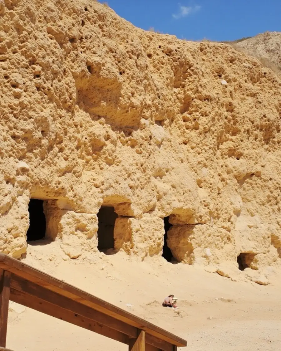 The caves at Qumran above the Dead Sea