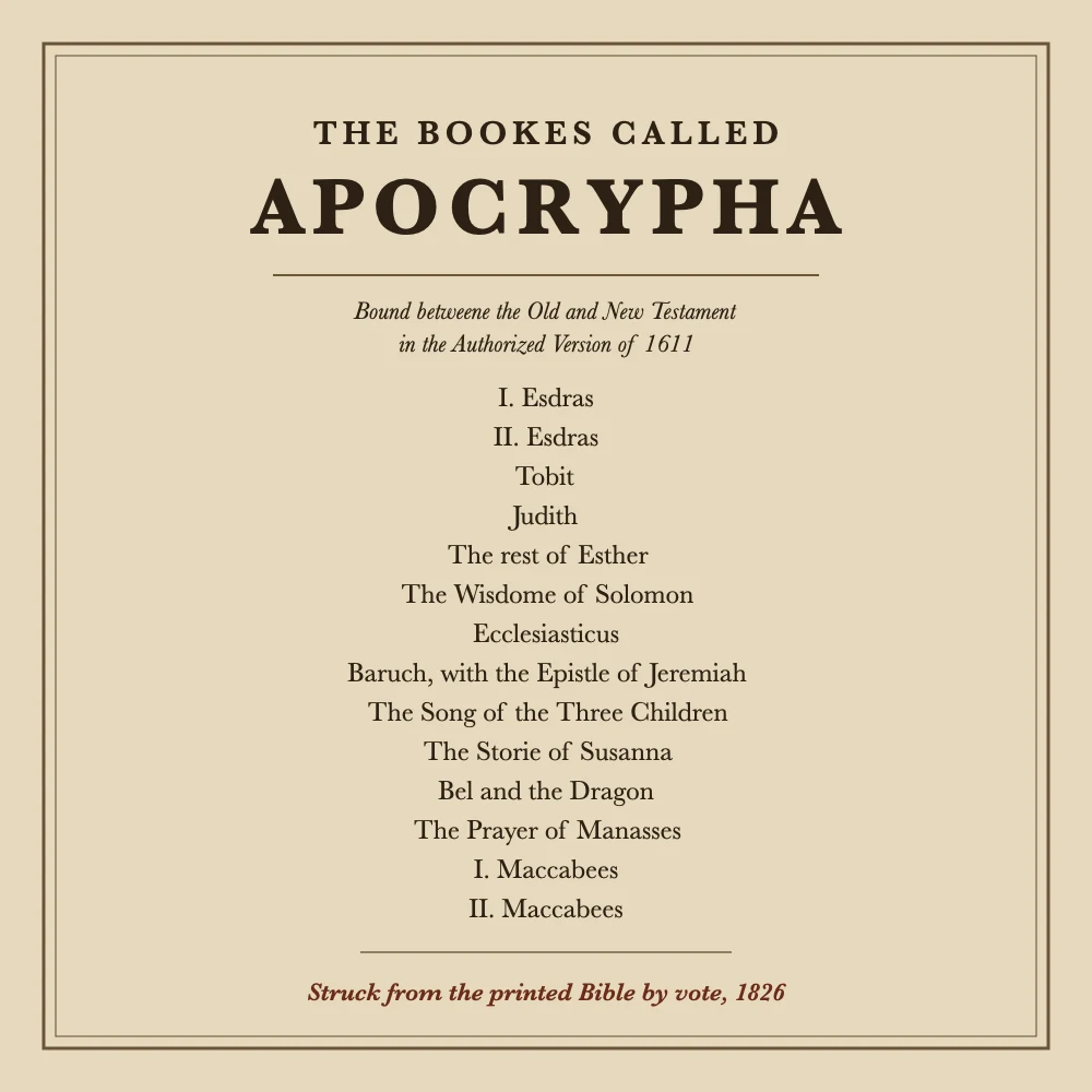 The books called Apocrypha, the fourteen books bound in the 1611 King James Bible